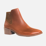 Botin tacon coral de cuero para mujer - Miel