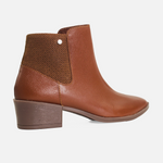 Botin tacon coral de cuero para mujer - Miel