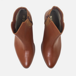 Botin tacon coral de cuero para mujer - Miel