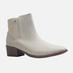 Botin tacon coral de cuero para mujer - Taupe
