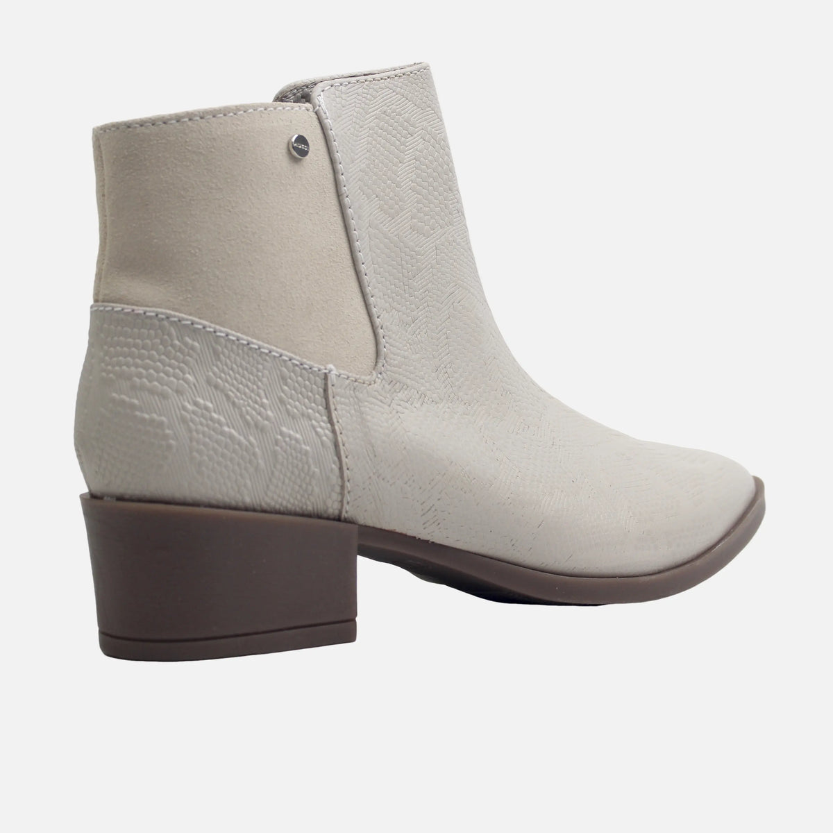 Botin tacon coral de cuero para mujer - Taupe