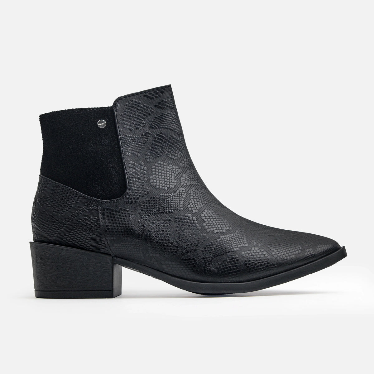 Botin tacon coral de cuero para mujer - Negro