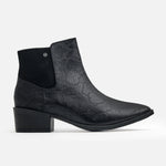 Botin tacon coral de cuero para mujer - Negro