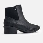 Botin tacon coral de cuero para mujer - Negro