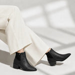 Botin tacon coral de cuero para mujer - Negro