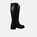 Bota plana lyana de cuero para mujer - Negro