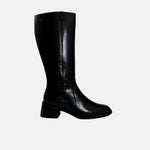 Bota tacon letizia de cuero para mujer - Negro