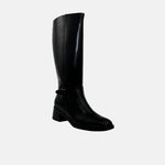 Bota tacon letizia de cuero para mujer - Negro