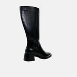 Bota tacon letizia de cuero para mujer - Negro