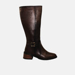 Bota tacon letizia de cuero para mujer - Miel