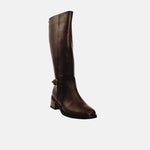 Bota tacon letizia de cuero para mujer - Miel