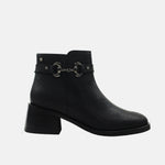 Botin tacon ysai de cuero para mujer - Negro