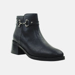 Botin tacon ysai de cuero para mujer - Negro