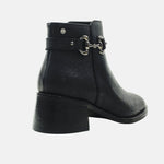 Botin tacon ysai de cuero para mujer - Negro
