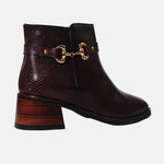 Botin tacon ysai de cuero para mujer - Café