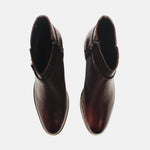 Botin tacon ysai de cuero para mujer - Café