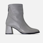 Botin tacon trina de cuero para mujer - Hueso