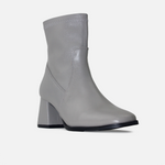 Botin tacon trina de cuero para mujer - Hueso