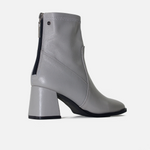 Botin tacon trina de cuero para mujer - Hueso