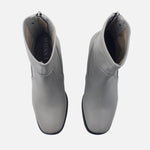 Botin tacon trina de cuero para mujer - Hueso