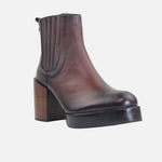 Botin tacon sophy de cuero para mujer - Brandy