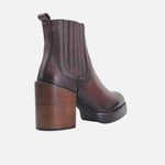 Botin tacon sophy de cuero para mujer - Brandy