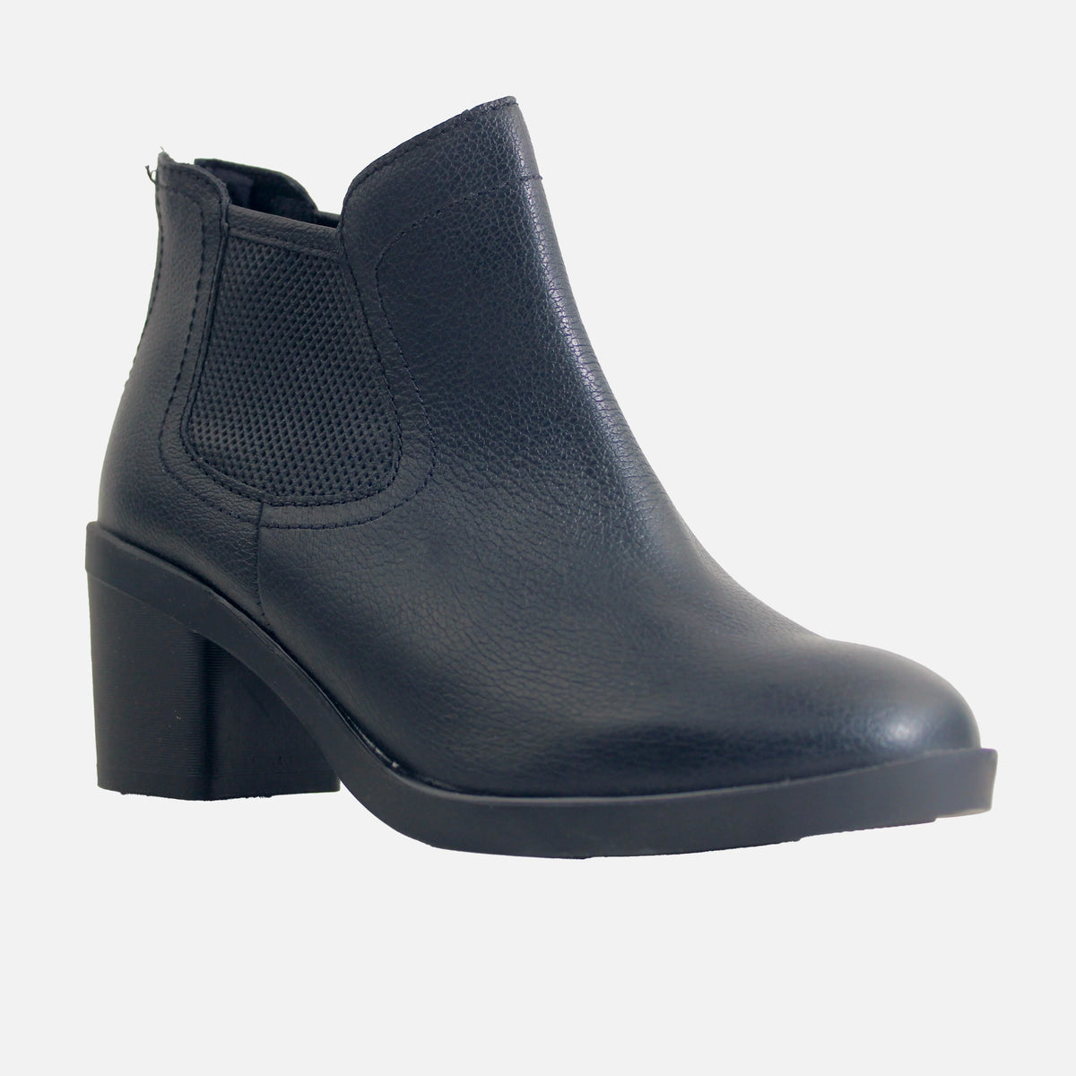 Botin tacon keegan de cuero para mujer - Negro