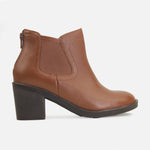 Botin tacon keegan de cuero para mujer - Miel