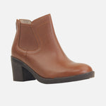 Botin tacon keegan de cuero para mujer - Miel