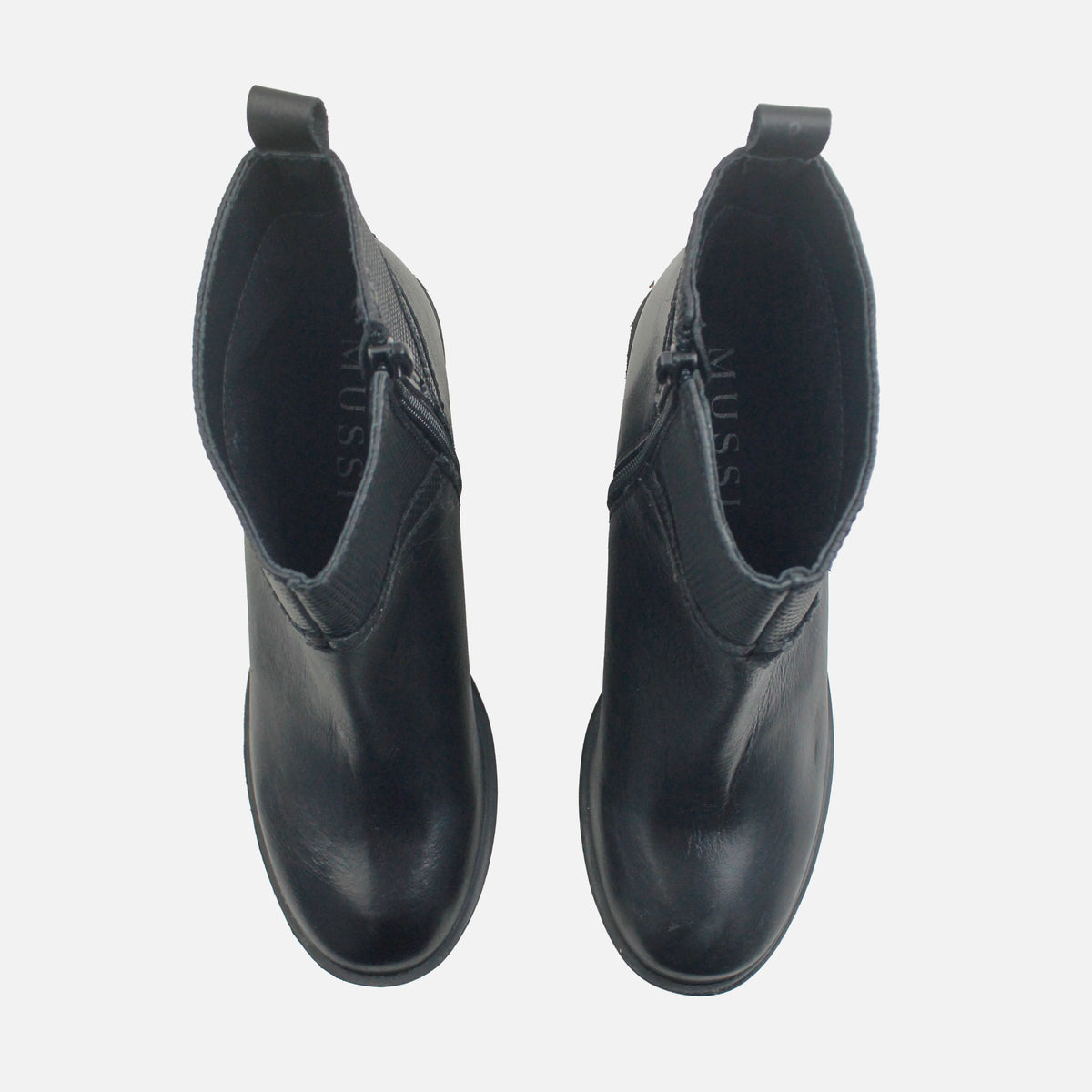 Botin tacon robbie de cuero para mujer - Negro