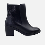 Botin tacon tulum de cuero para mujer - Negro