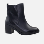 Botin tacon tulum de cuero para mujer - Negro