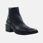 Botin tacon adelina de cuero para mujer - Negro