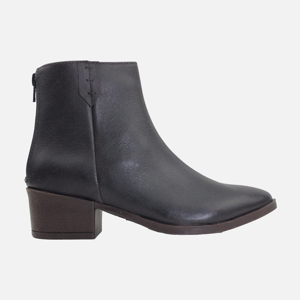 Botin tacon adelina de cuero para mujer - Café