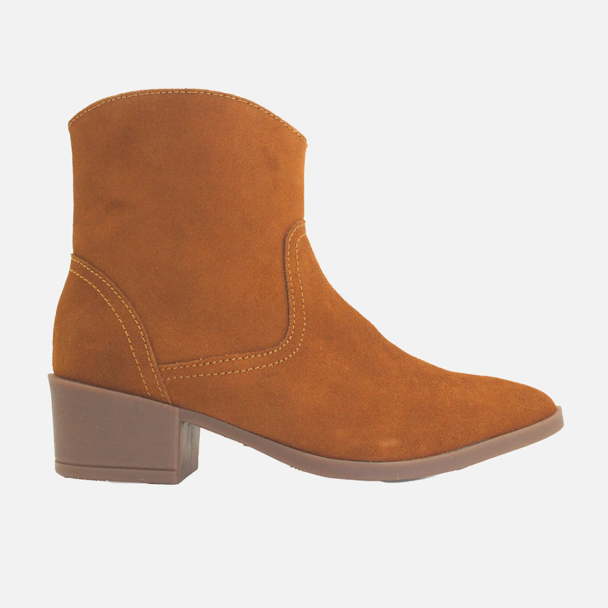 Botin tacon marcella de cuero para mujer - Miel