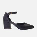 Tacones lila de cuero para mujer - Negro