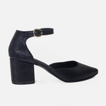 Tacones lila de cuero para mujer - Negro