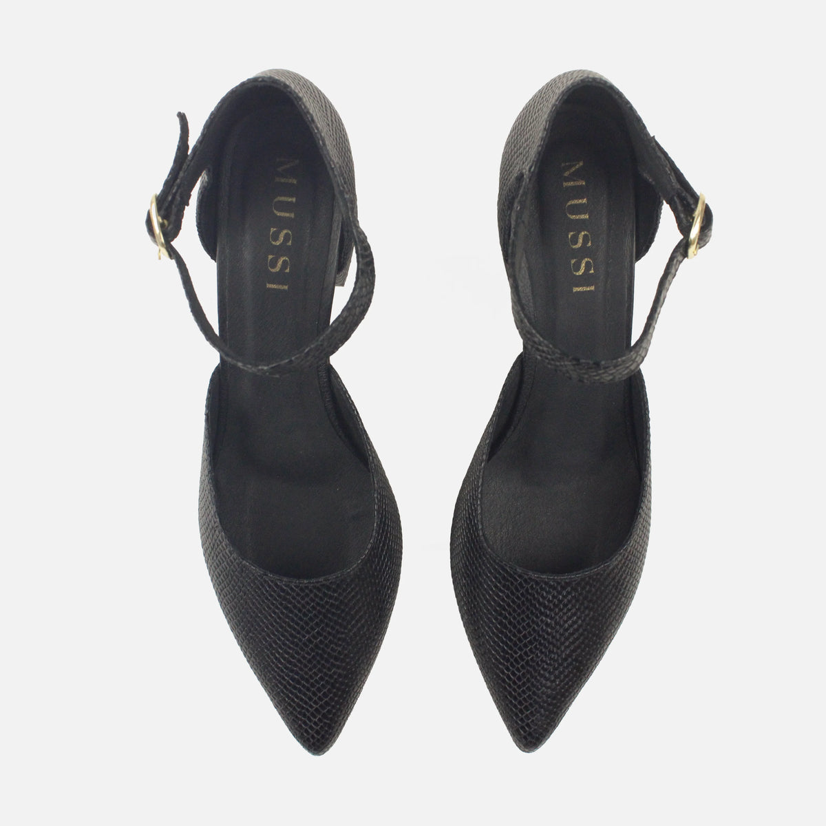 Tacones lila de cuero para mujer - Negro