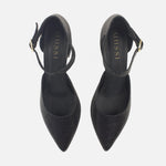 Tacones lila de cuero para mujer - Negro