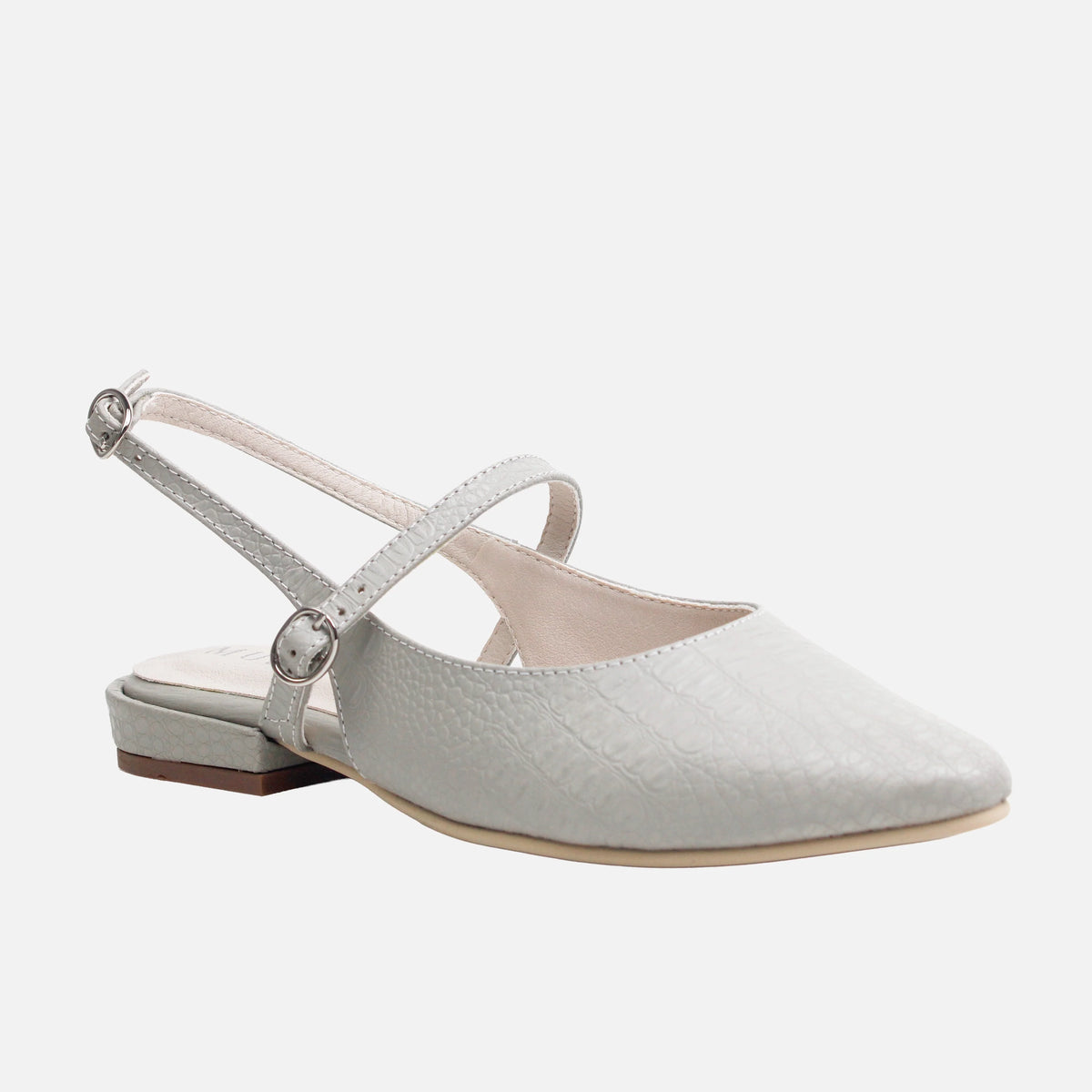 Baleta destalonada liora de cuero para mujer - Gris