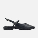 Baleta destalonada liora de cuero para mujer - Negro