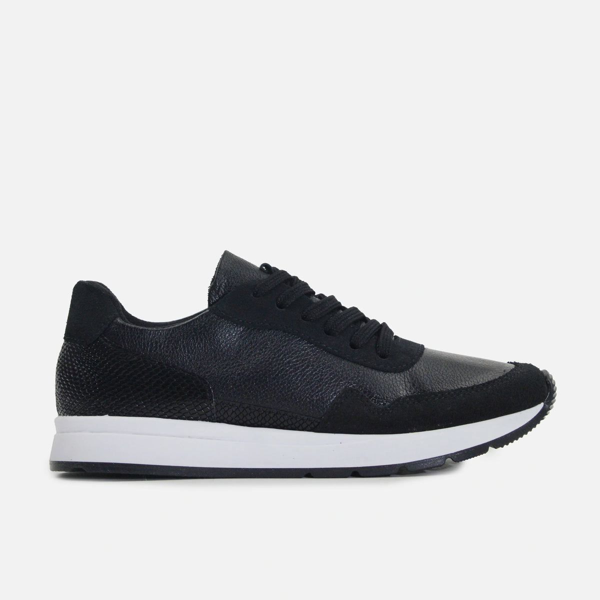 Tenis priscilla de cuero para mujer - Negro