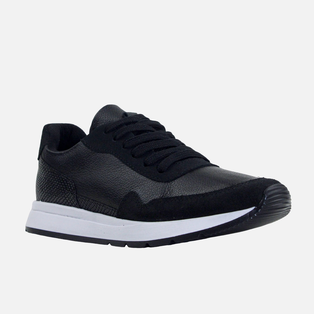 Tenis priscilla de cuero para mujer - Negro