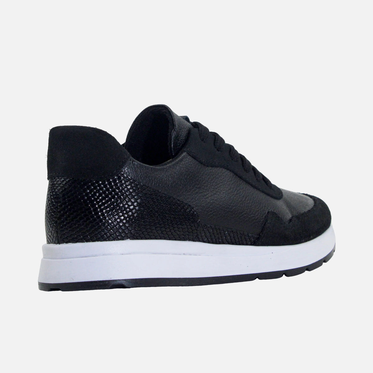 Tenis priscilla de cuero para mujer - Negro