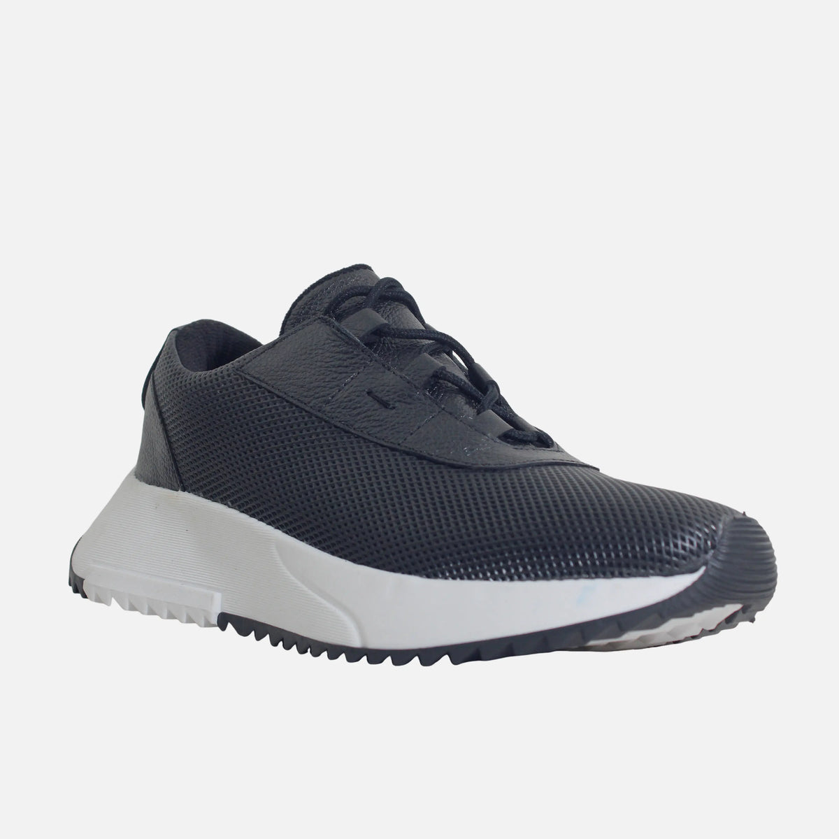 Tenis con plataforma lirio de cuero para mujer - Negro