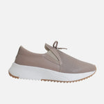 Tenis con plataforma emree de cuero para mujer - Taupe