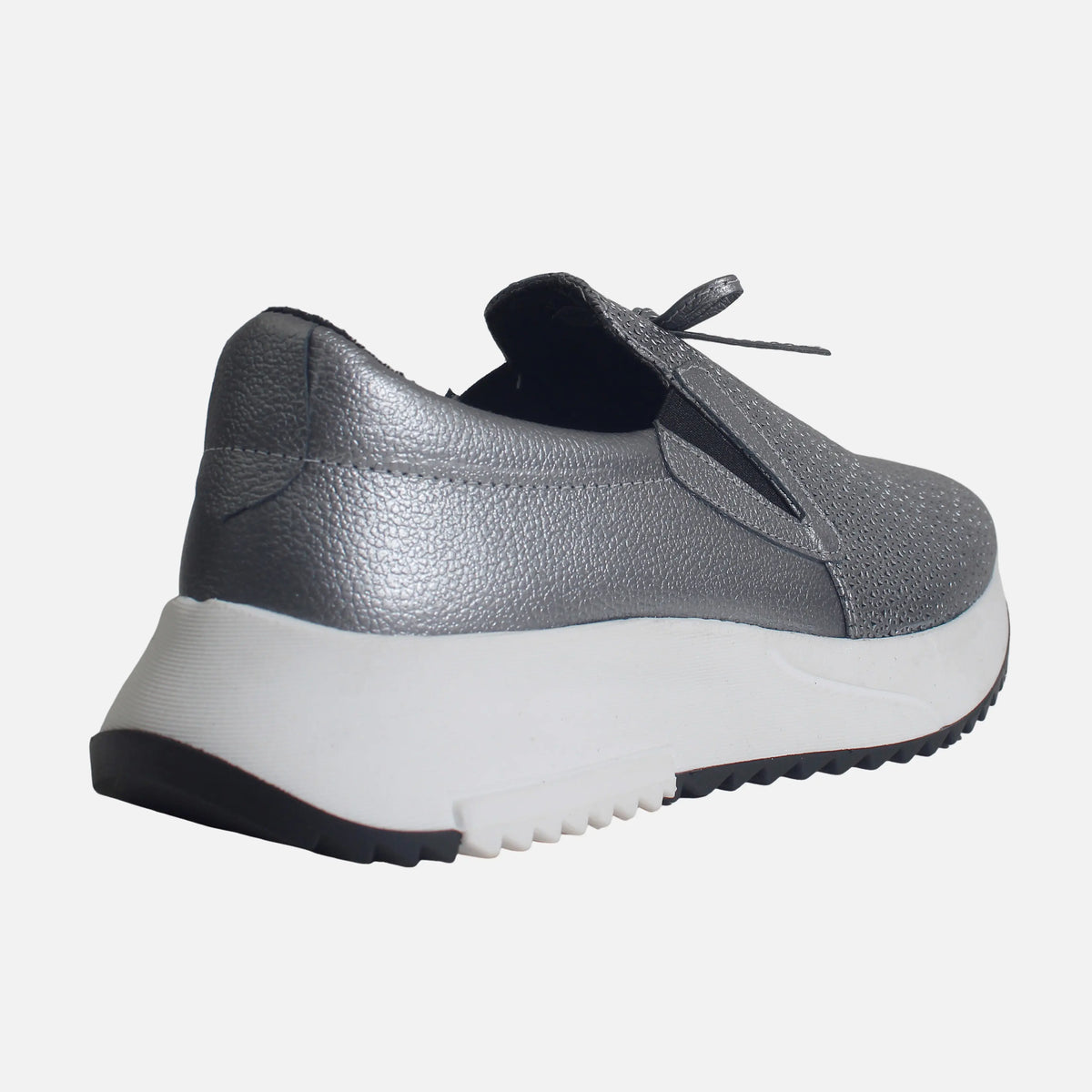 Tenis con plataforma emree de cuero para mujer - Plateado