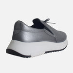 Tenis con plataforma emree de cuero para mujer - Plateado