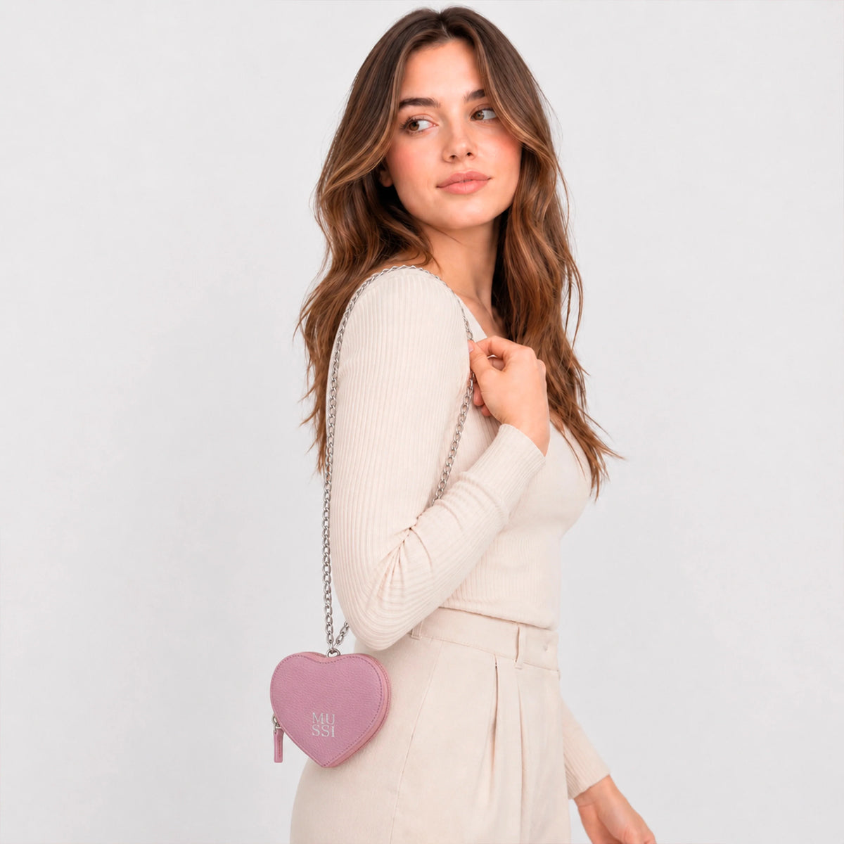 Monedero primula de cuero para mujer - Rosado