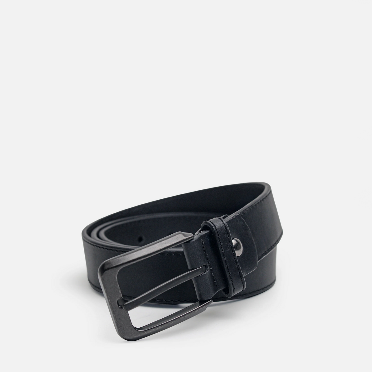 Correa aciano de cuero para hombre - Negro